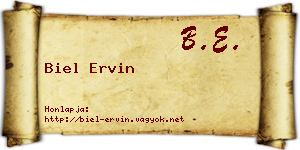 Biel Ervin névjegykártya